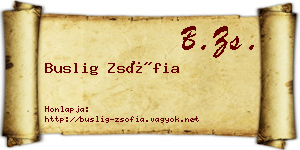 Buslig Zsófia névjegykártya